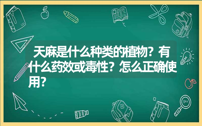 天麻是什么种类的植物？有什么药效或毒